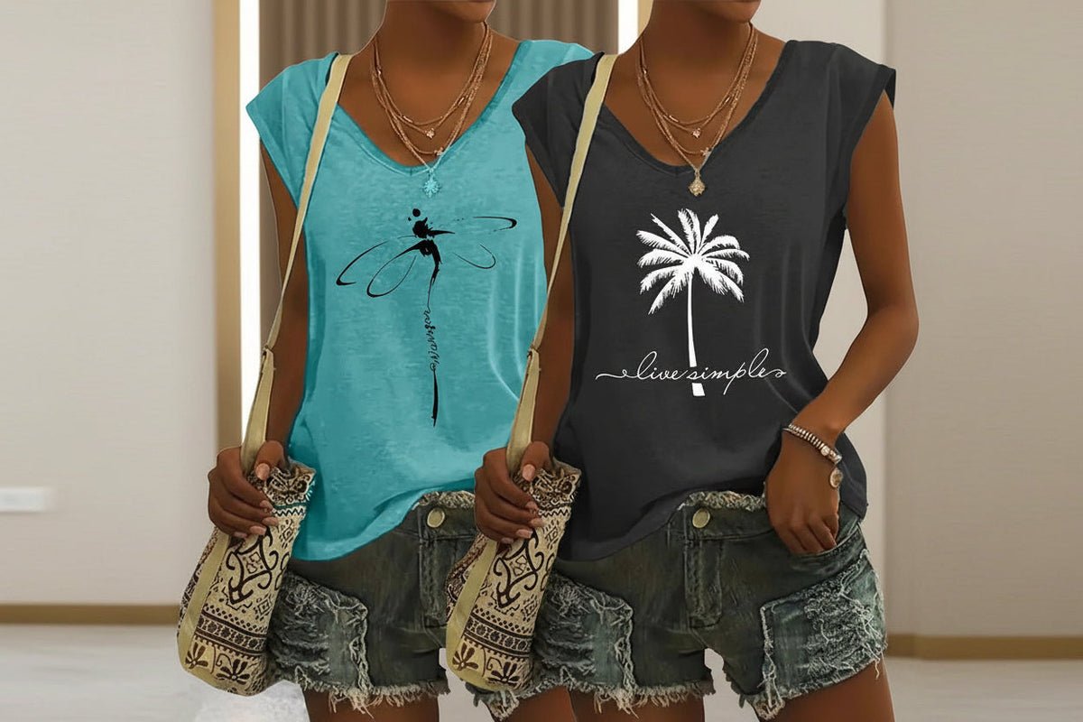 2-Pack Women’s V-Neck Tank Tops – Relaxed Summer Fit