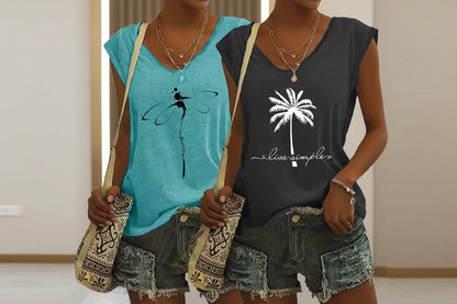2-Pack Women’s V-Neck Tank Tops – Relaxed Summer Fit