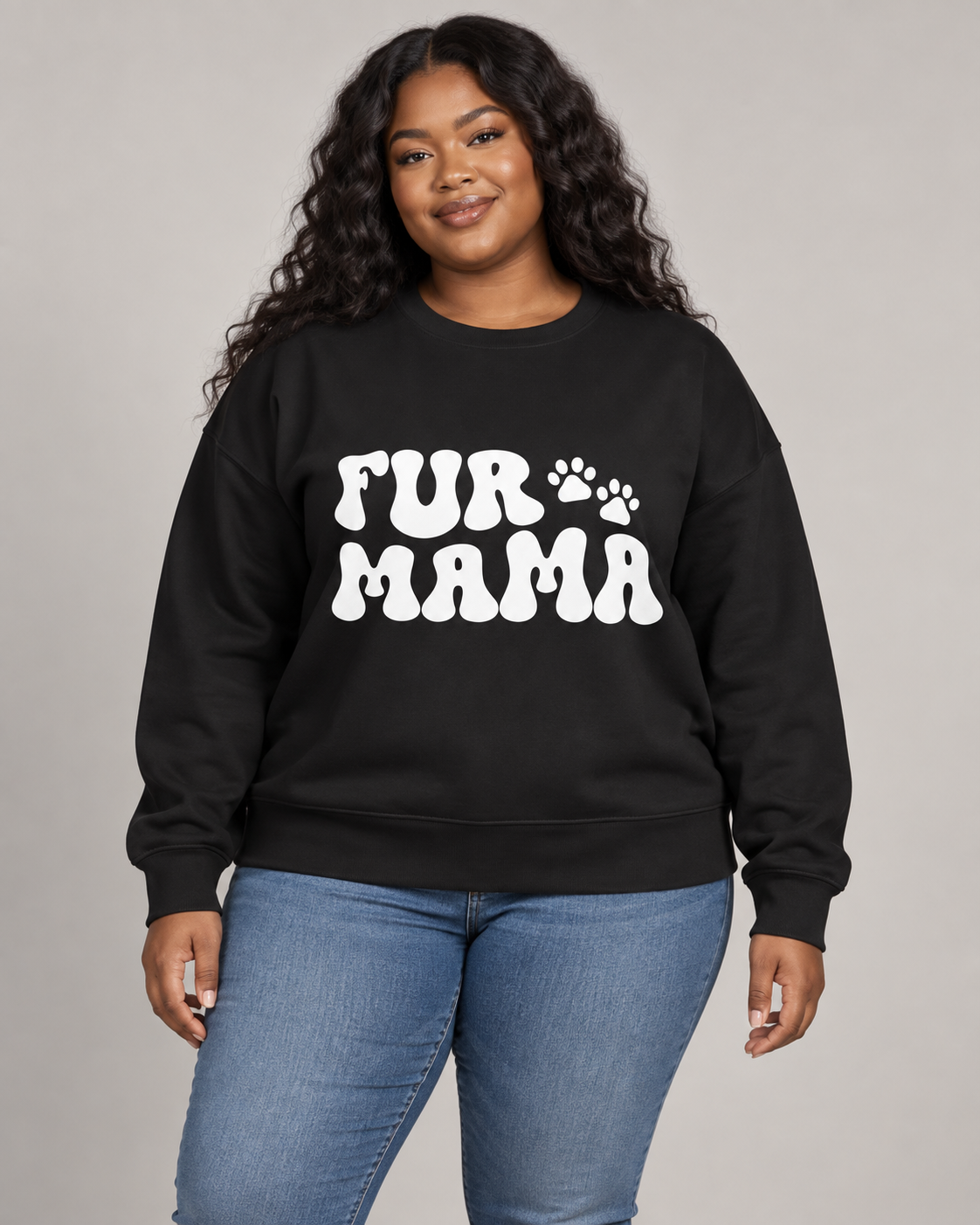 Fur Mama Women’s Crewneck Sweatshirt – Cat Lover Gift