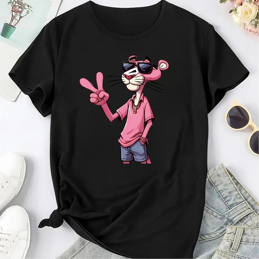 Pink Panther Women's Graphic T-Shirt – All-Season Fashion Top