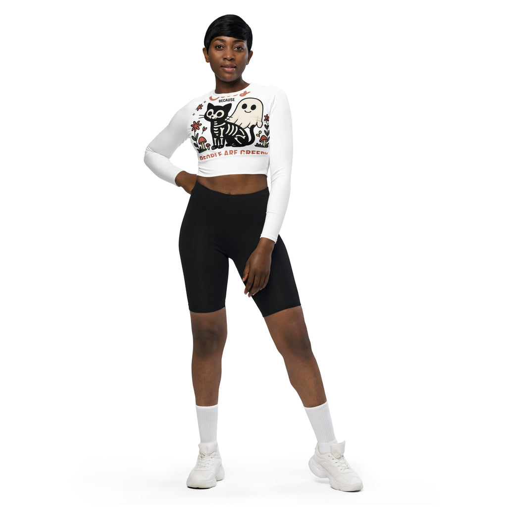 My Furry Little Friend Halloween Crop Top – eco recycled long sleeve