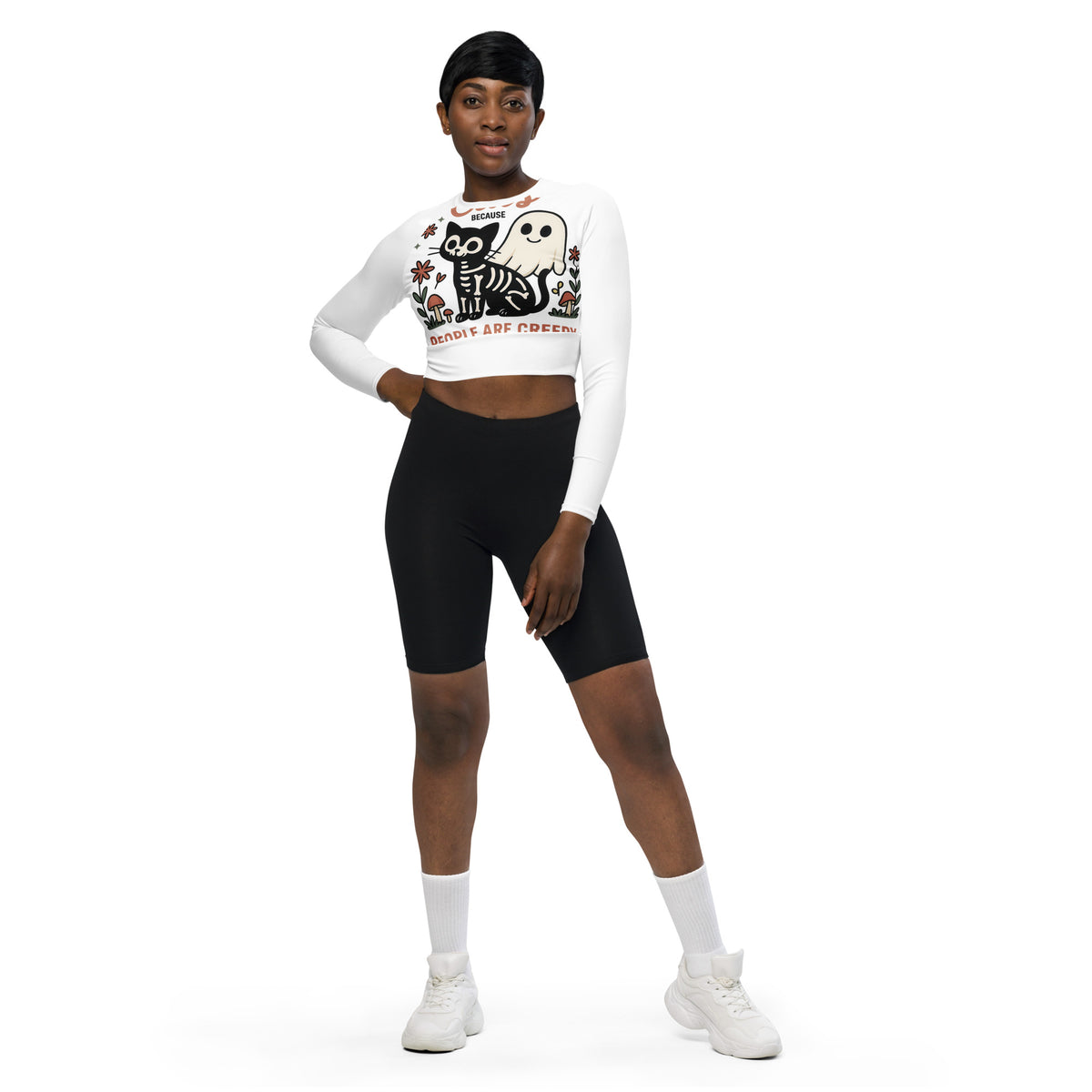 My Furry Little Friend Halloween Crop Top – eco recycled long sleeve