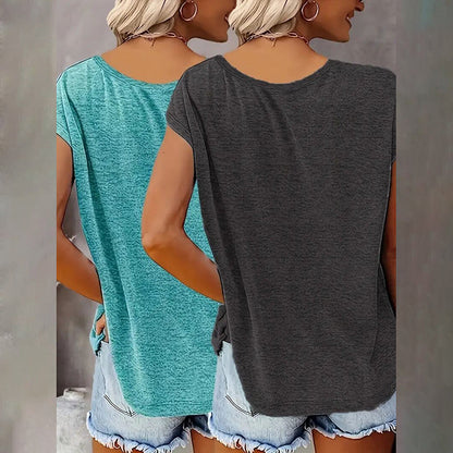 2-Pack Women’s V-Neck Tank Tops – Relaxed Summer Fit