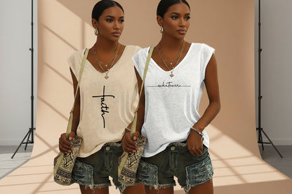 2-Pack Women’s V-Neck Tank Tops – Relaxed Summer Fit