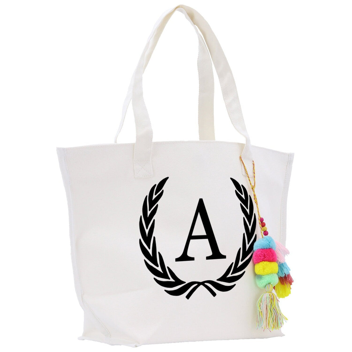 Personalized Initial Canvas Tote Bag with Magnetic Closure