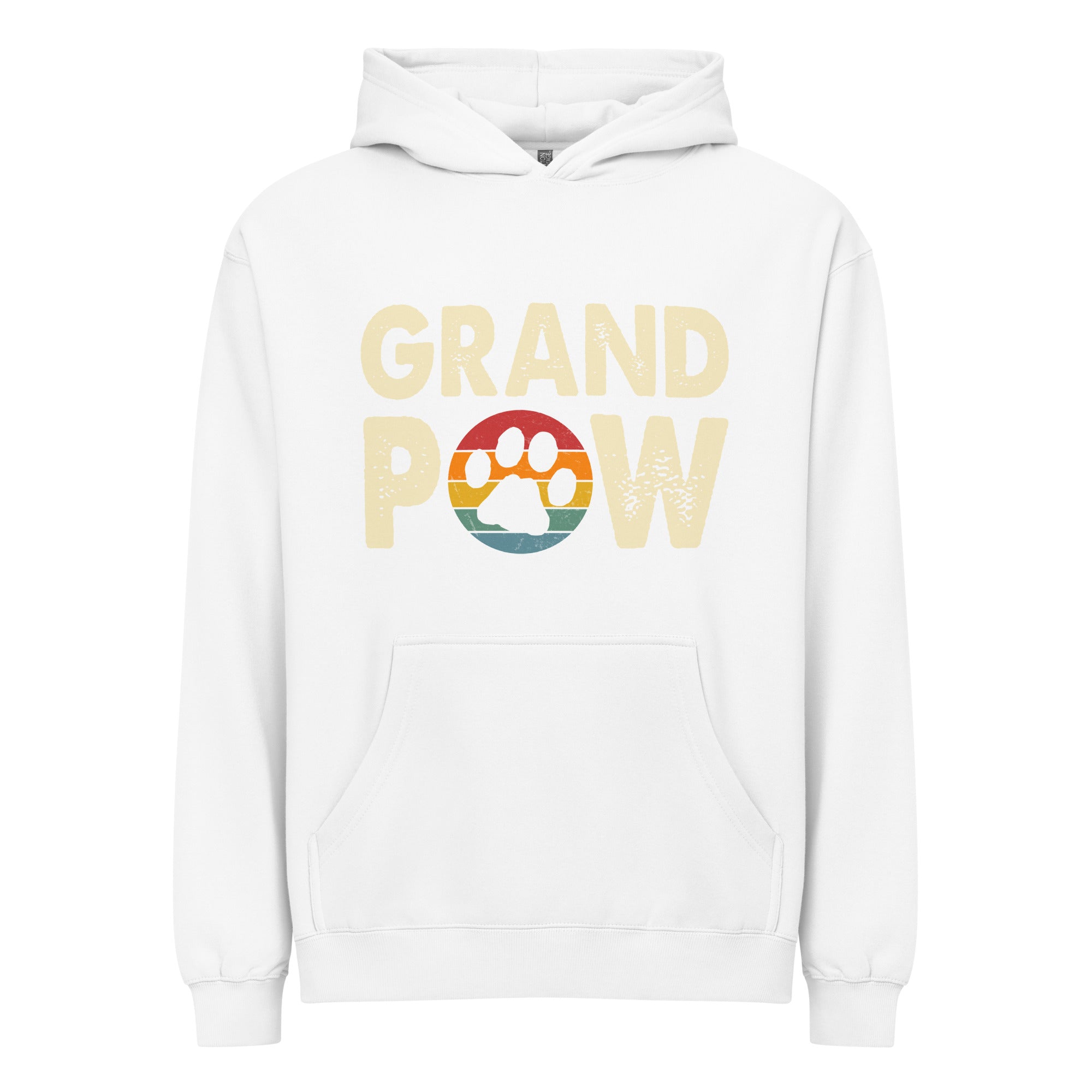 Grand Paw Men’s Box Hoodie with pet-lover graphic for dog and cat grandparents