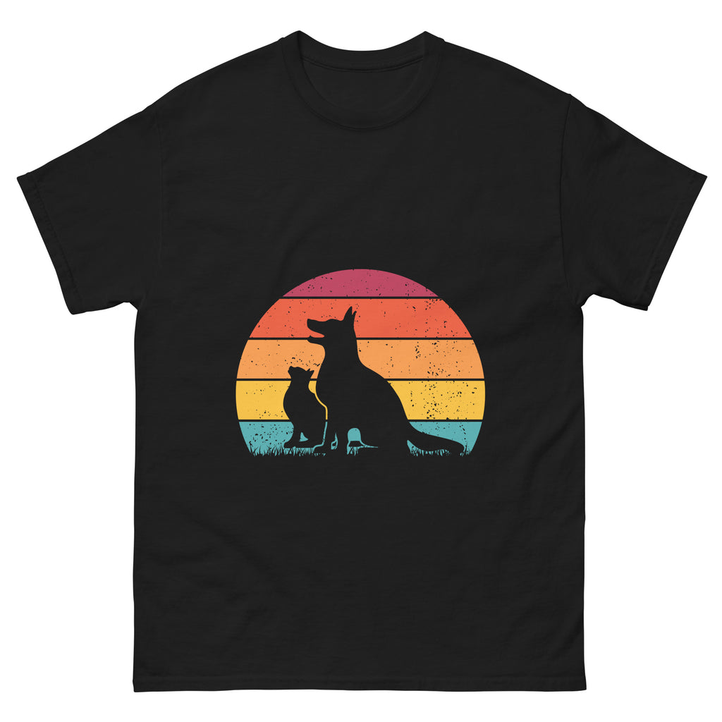 Sunset Dog Classic Tee with vibrant dog and sunset graphic for pet lovers