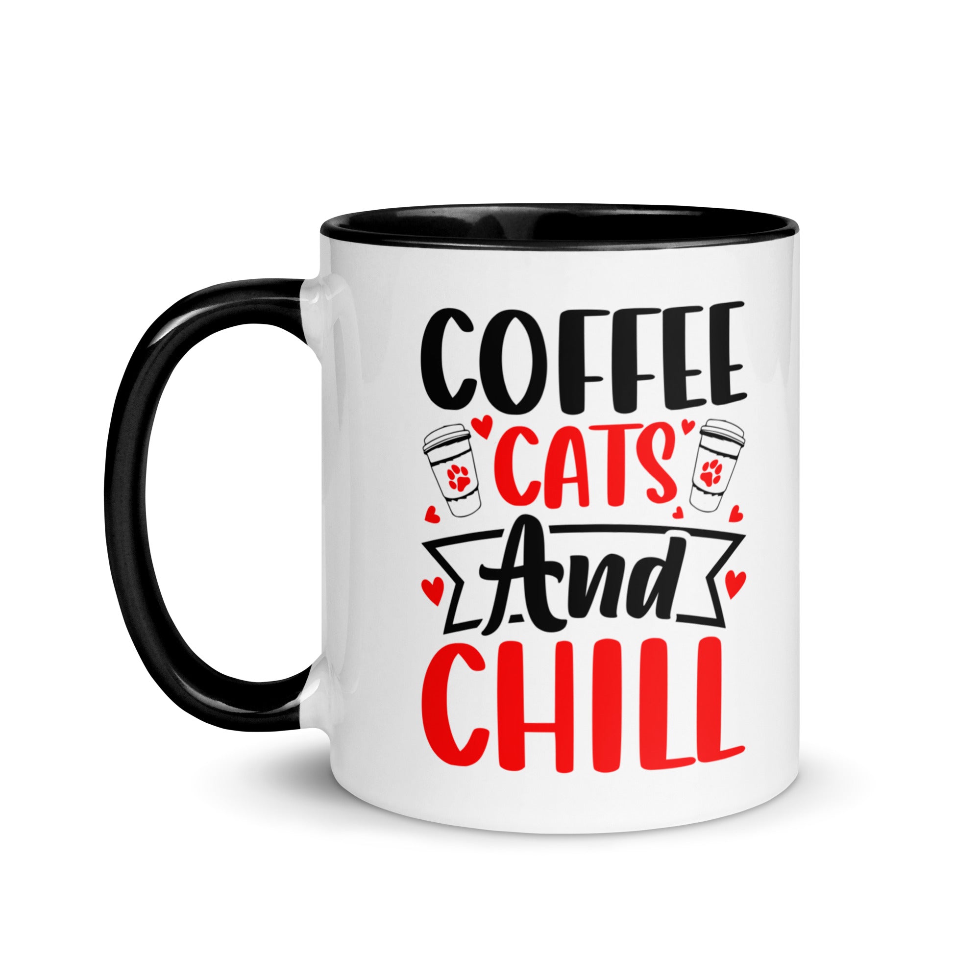 “coffee cats and chill colored mug – cute cat lover ceramic cup”