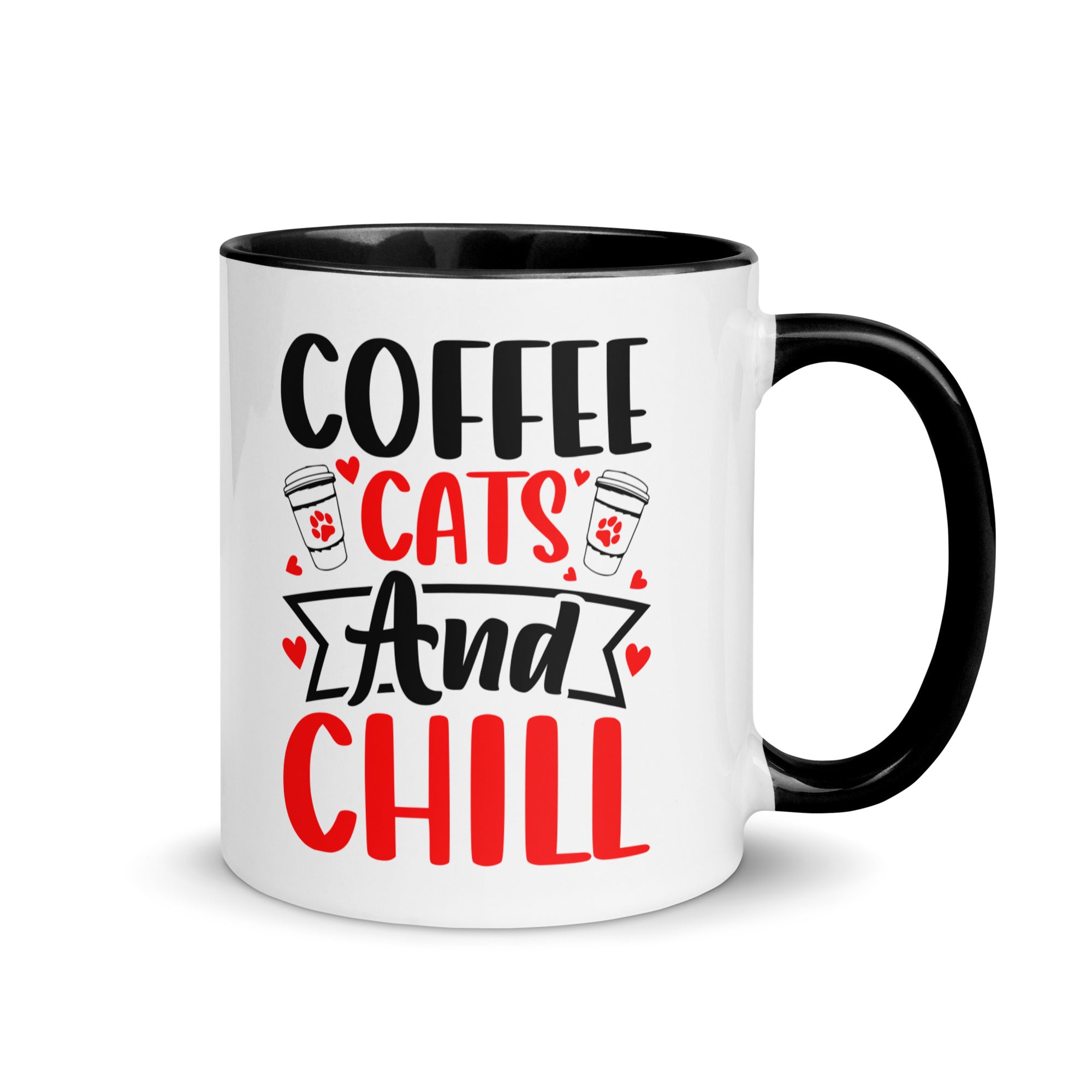 “coffee cats and chill colored mug – cute cat lover ceramic cup”