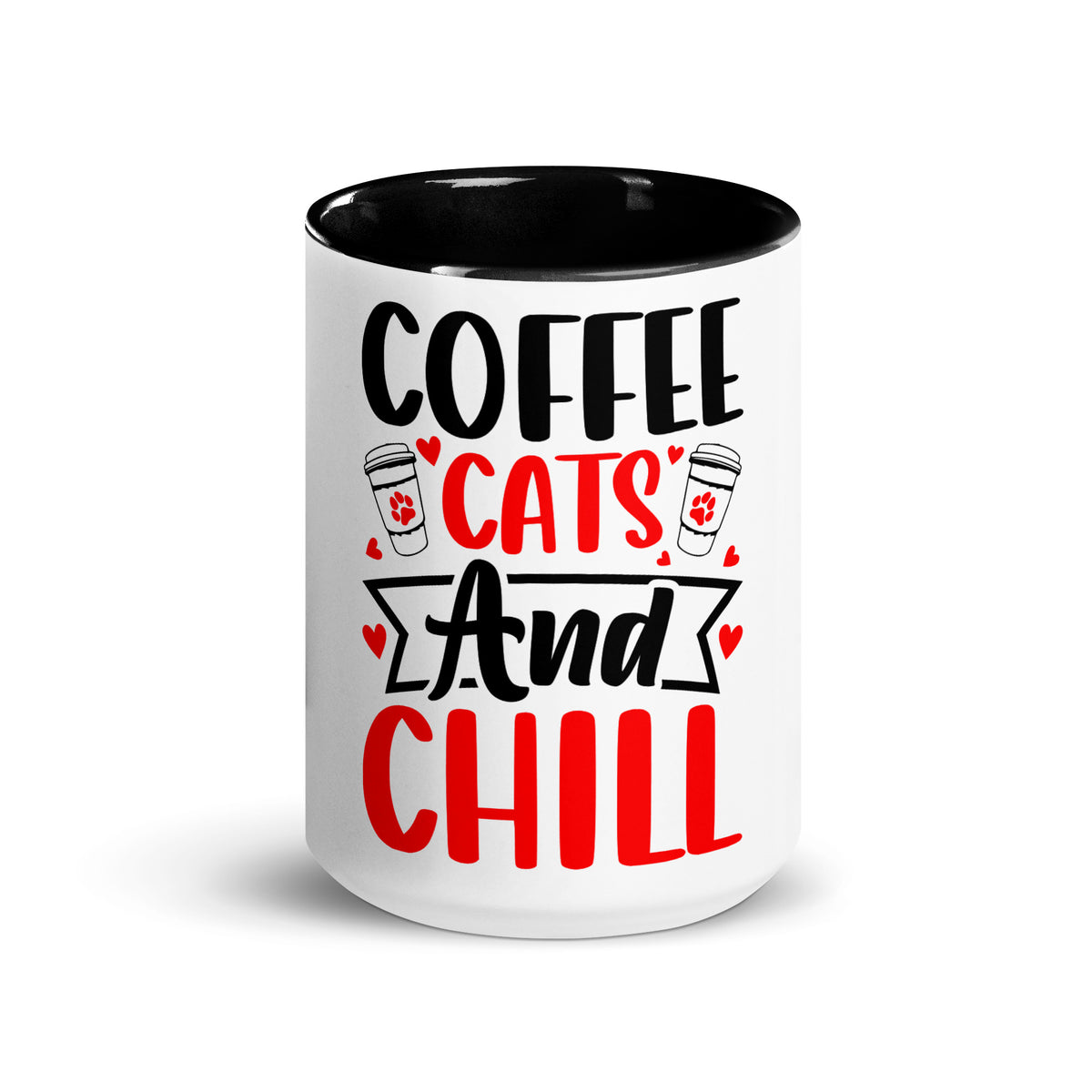 “coffee cats and chill colored mug – cute cat lover ceramic cup”