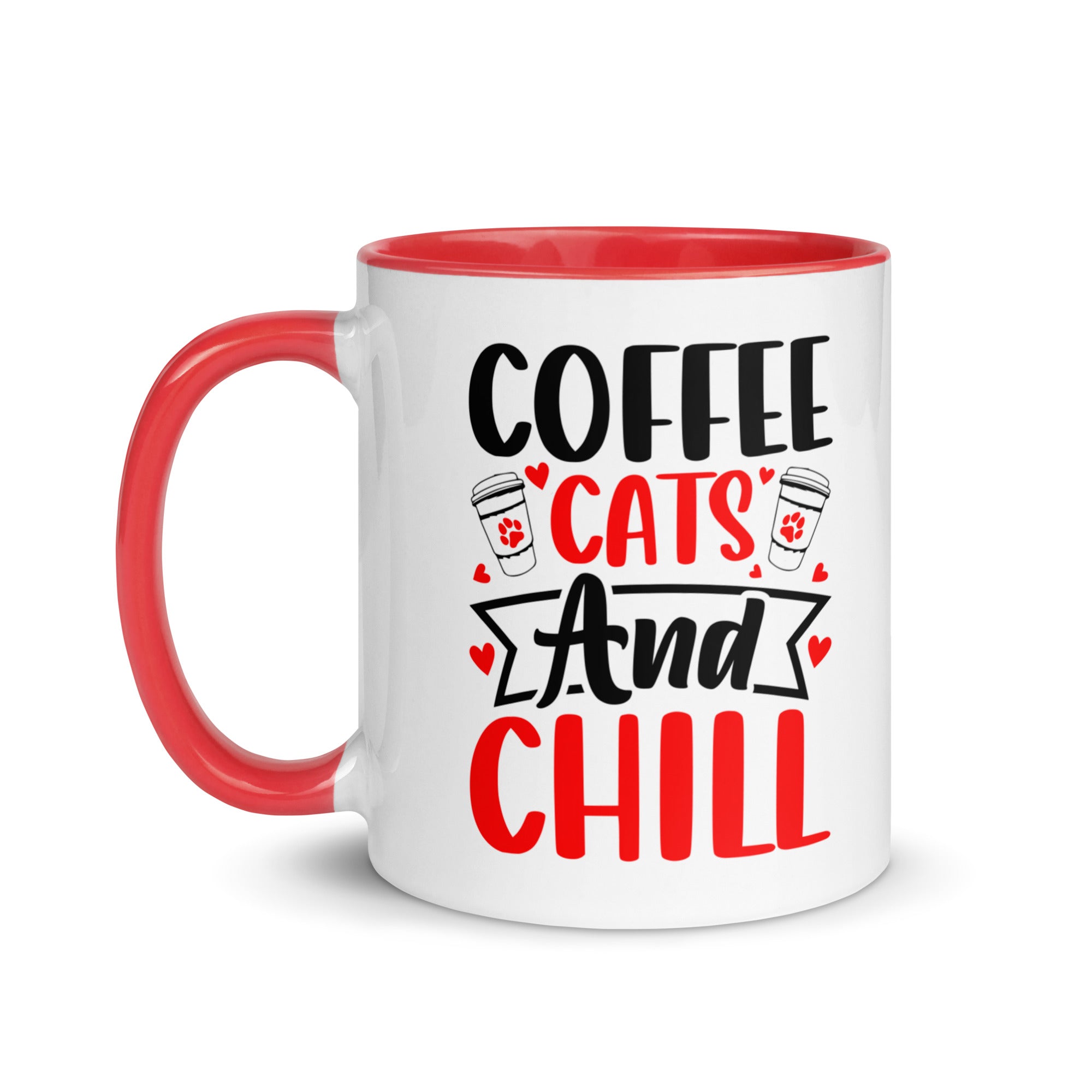 “coffee cats and chill colored mug – cute cat lover ceramic cup”
