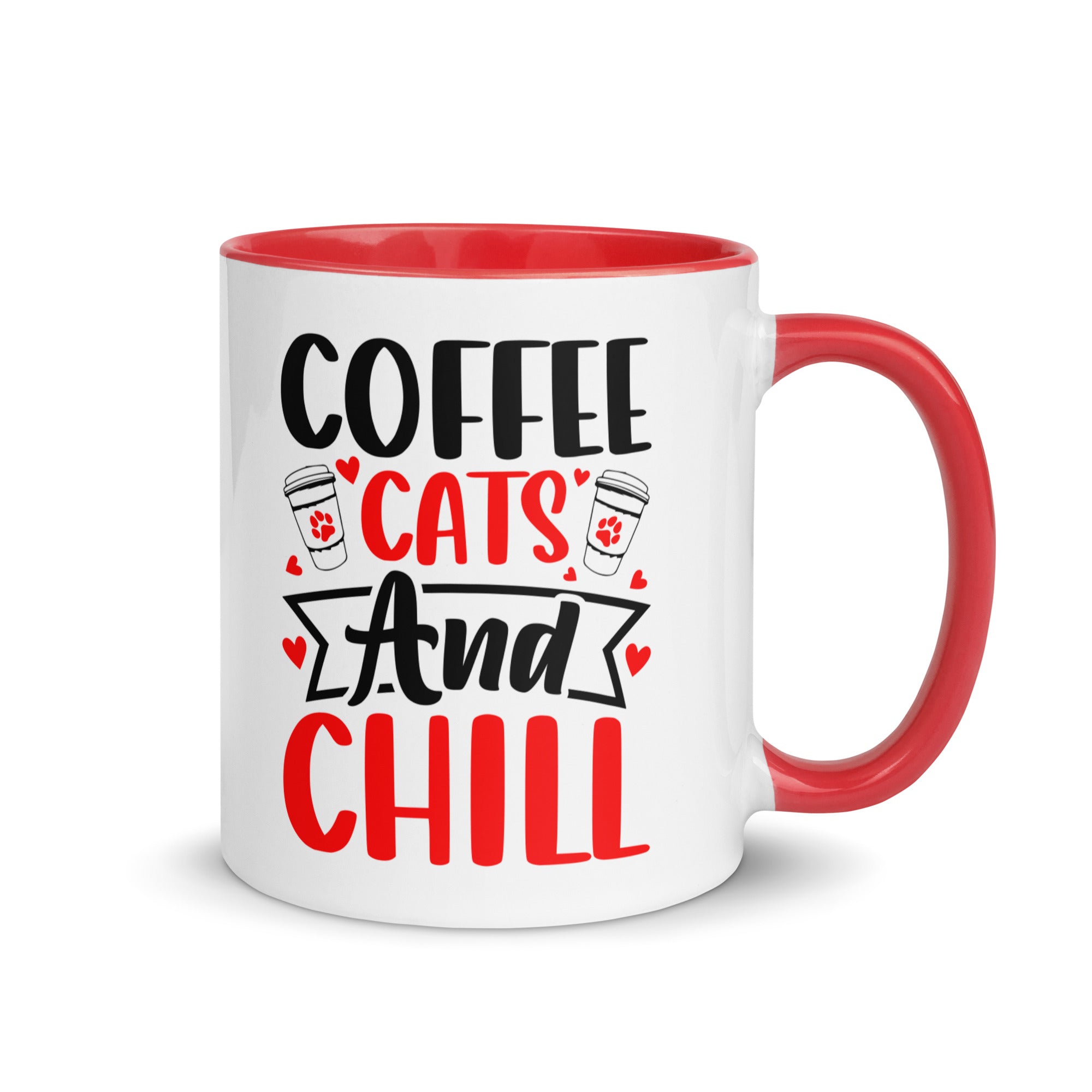 “coffee cats and chill colored mug – cute cat lover ceramic cup”