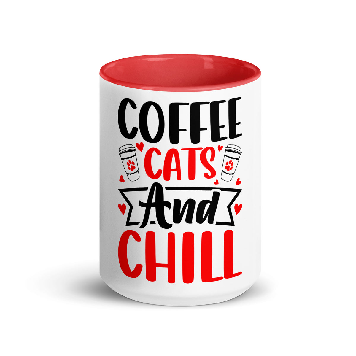 “coffee cats and chill colored mug – cute cat lover ceramic cup”