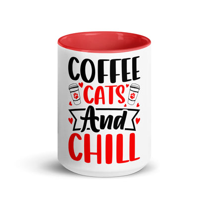 “coffee cats and chill colored mug – cute cat lover ceramic cup”