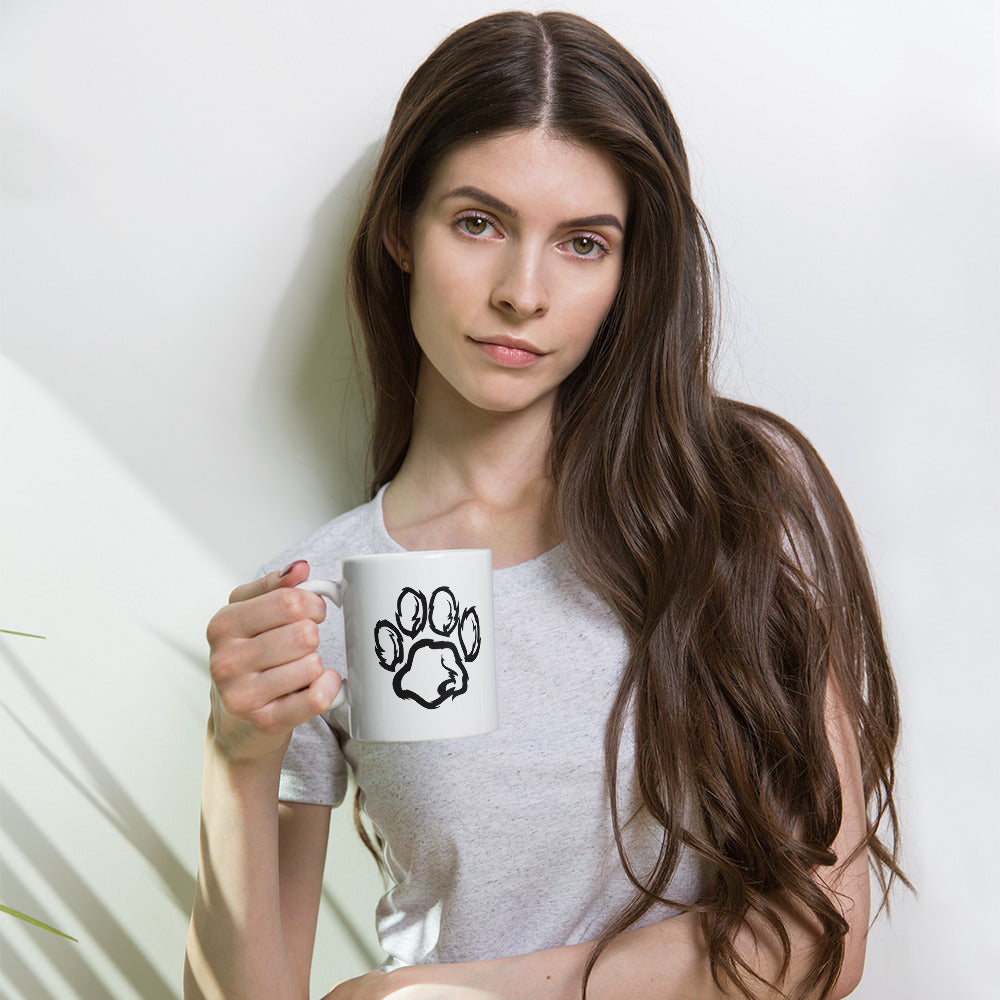 Paws Glossy Mug with cute paw-print design for pet lovers